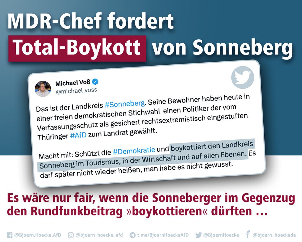 MDR-Chef fordert Sonneberg-Boykott