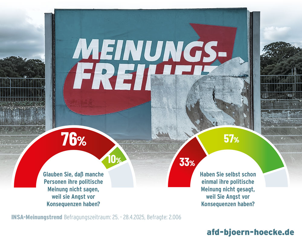 Eine Grafik mit einer Umfrage zur Meinungsfreiheit in Deutschland